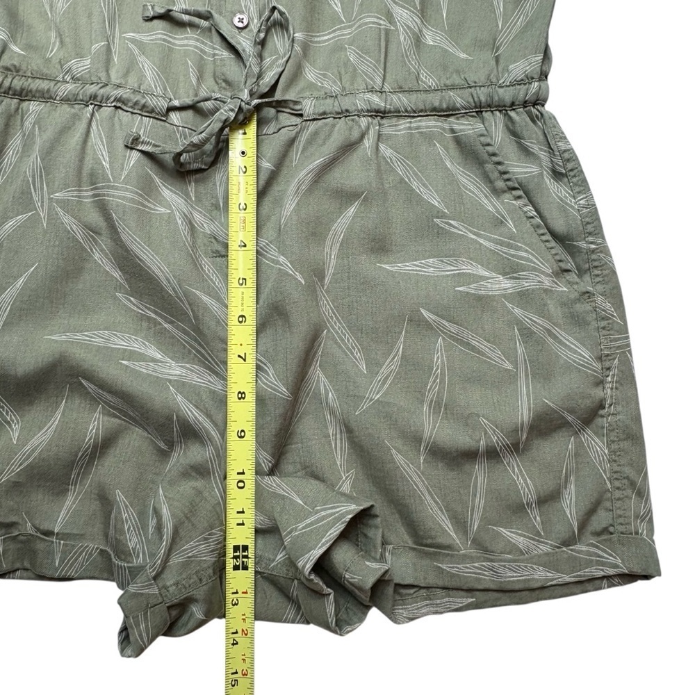 prAna Weekend Escape Romper Rye Green Leaves Print Tencel M One-Piece - Picture 10 of 12
